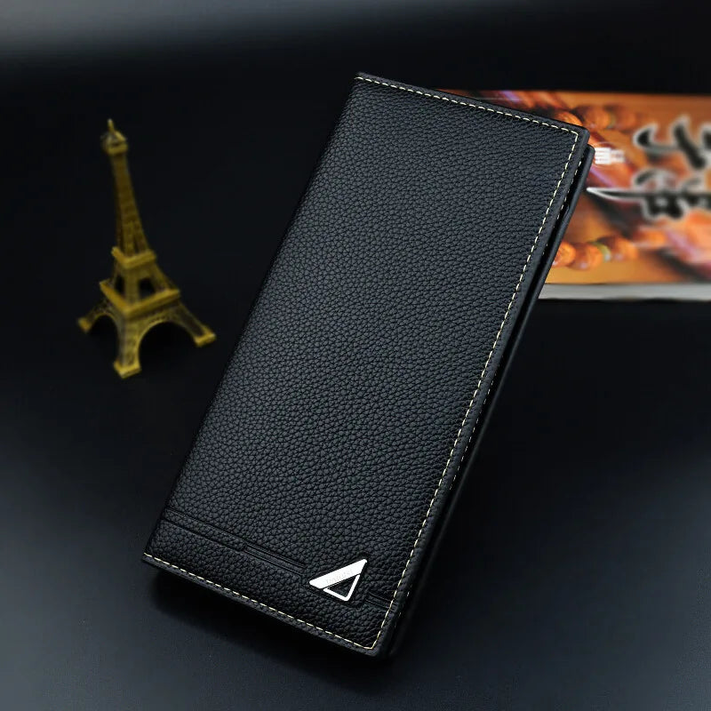 New Men's Wallet Men's Long Wallet Multi Card Slim Fashion Litchi Pattern Soft Leather Wallet Large Capacity Suit Bag