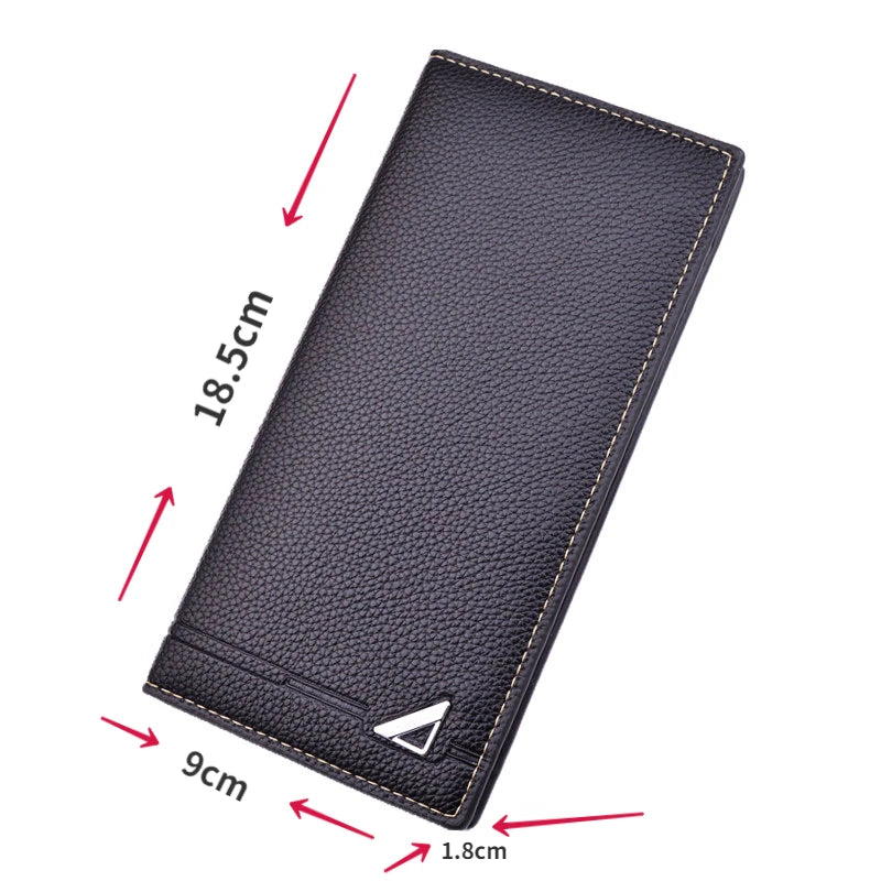 New Men's Wallet Men's Long Wallet Multi Card Slim Fashion Litchi Pattern Soft Leather Wallet Large Capacity Suit Bag